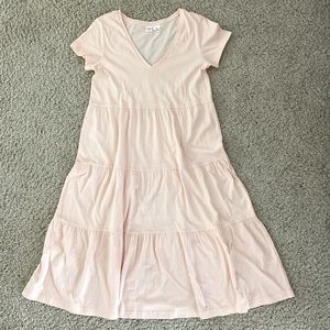 V-neck short sleeve midi dress